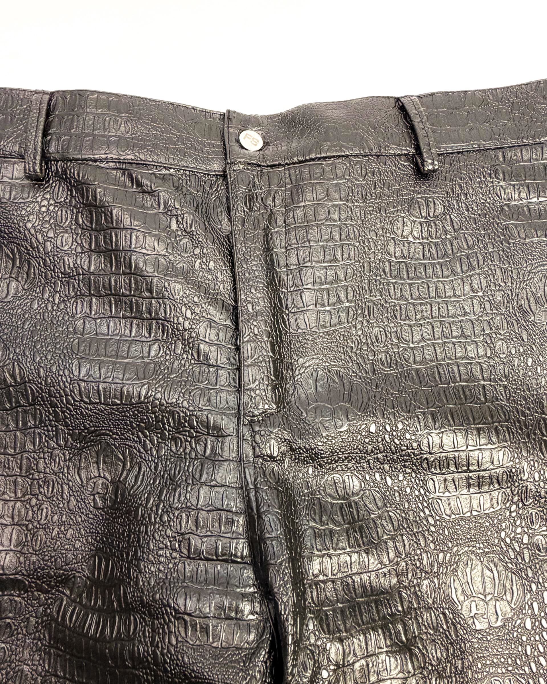 itsfatswag black croc leather shorts