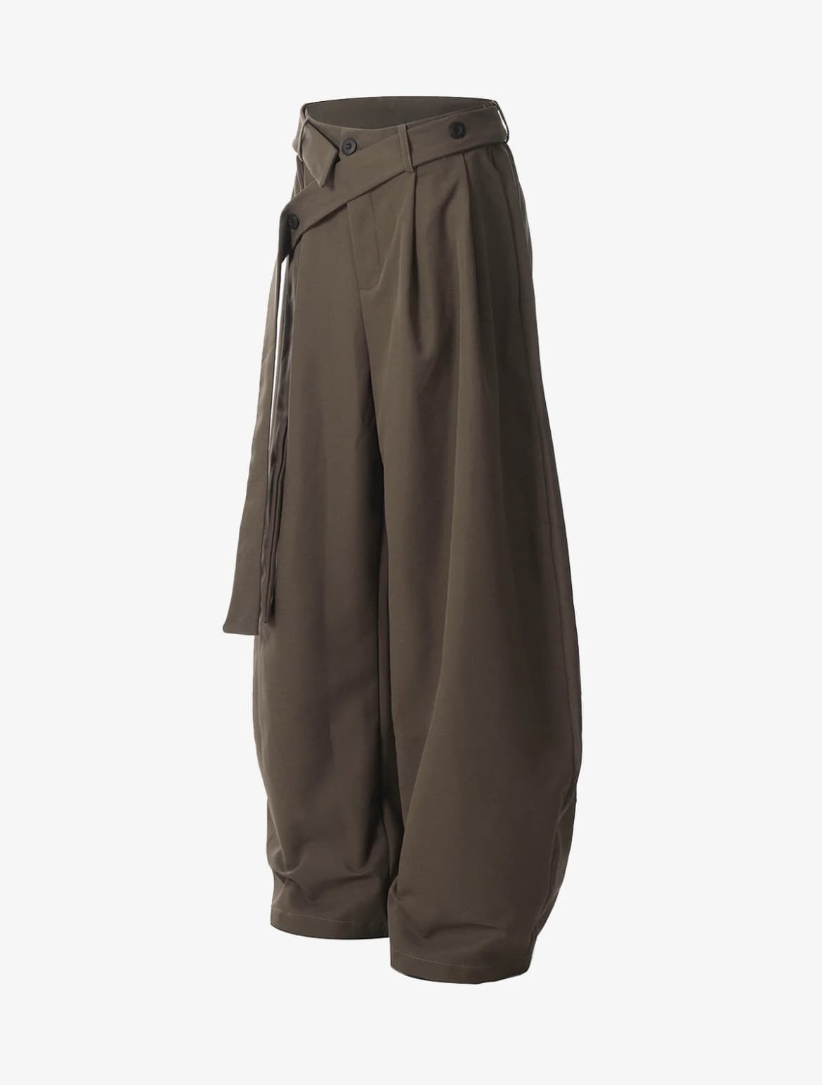 PLEATED BELTED MACHETE TRACK PANTS BROWN
