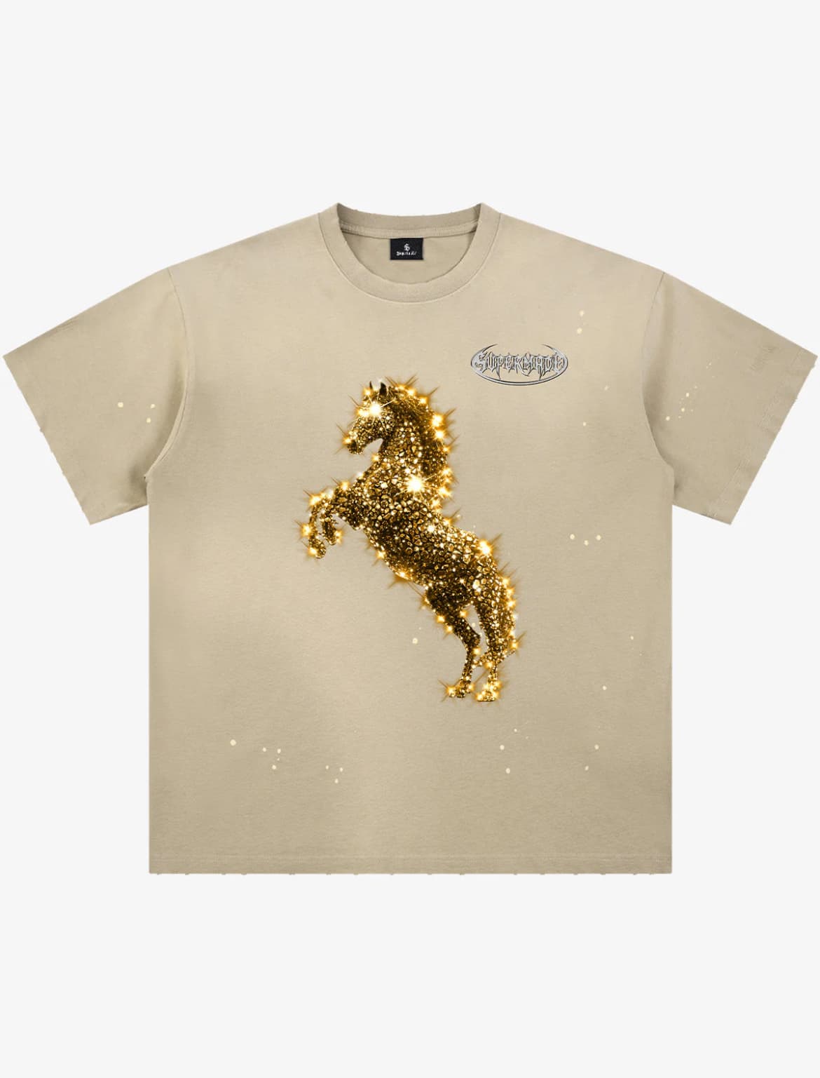 VINTAGE WASH GLITTER HORSE PATTERN