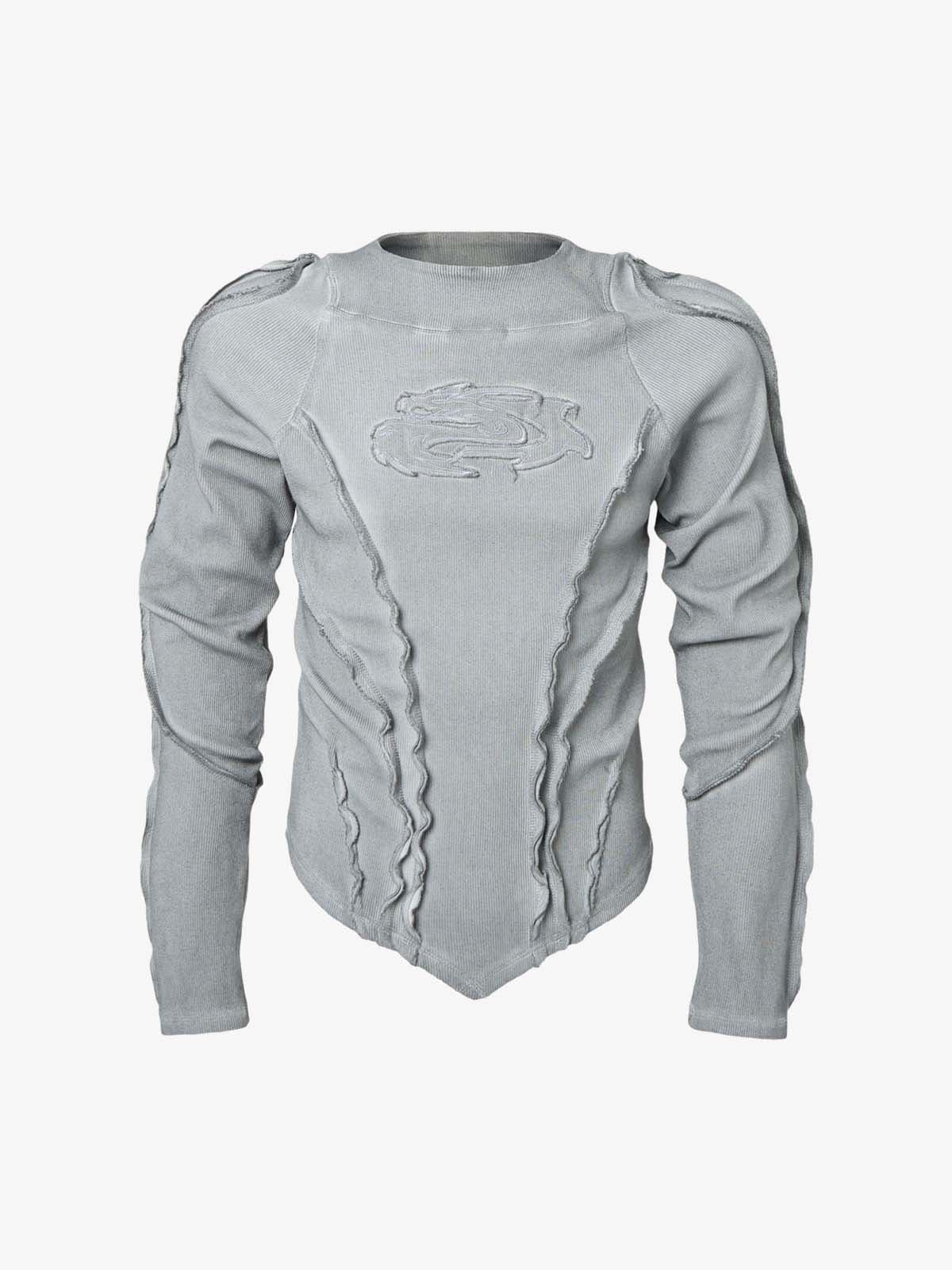 VINTAGE WASHED SCULPTED SEAM RIBBED LONG SLEEVE T-SHIRT