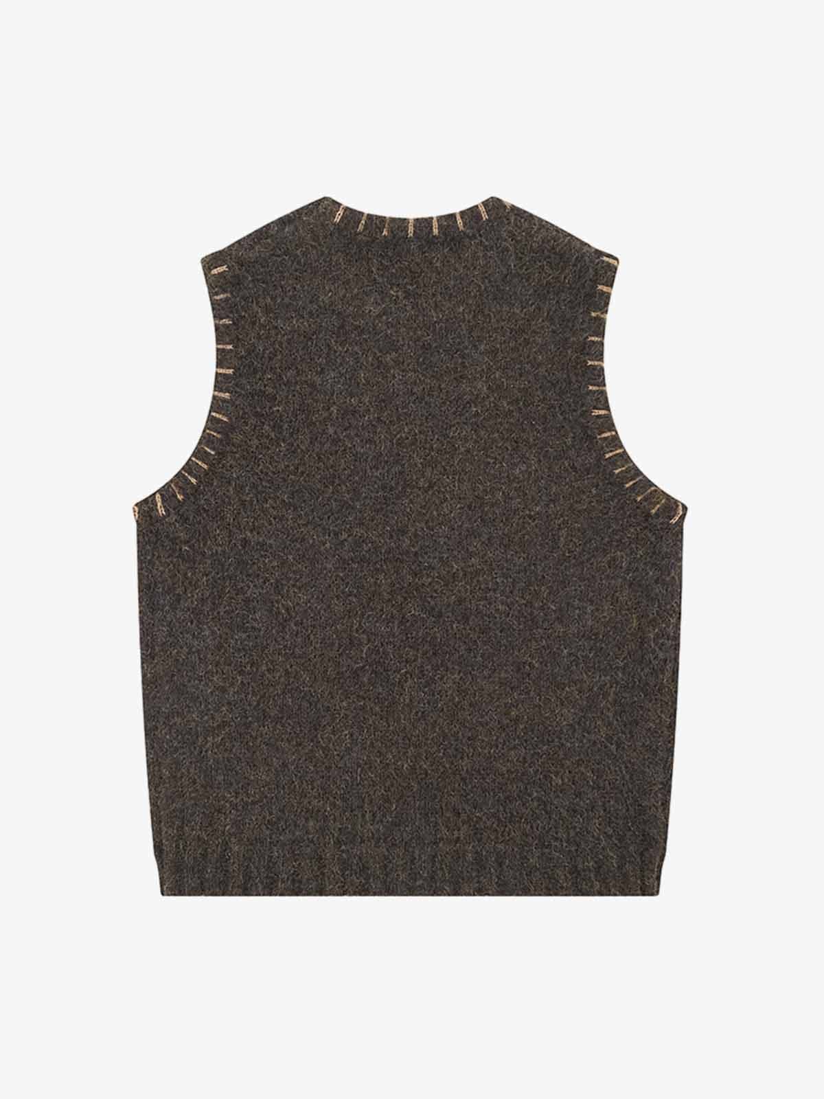 VINTAGE EMBROIDERED GRAPHIC KNIT SWEATER VEST