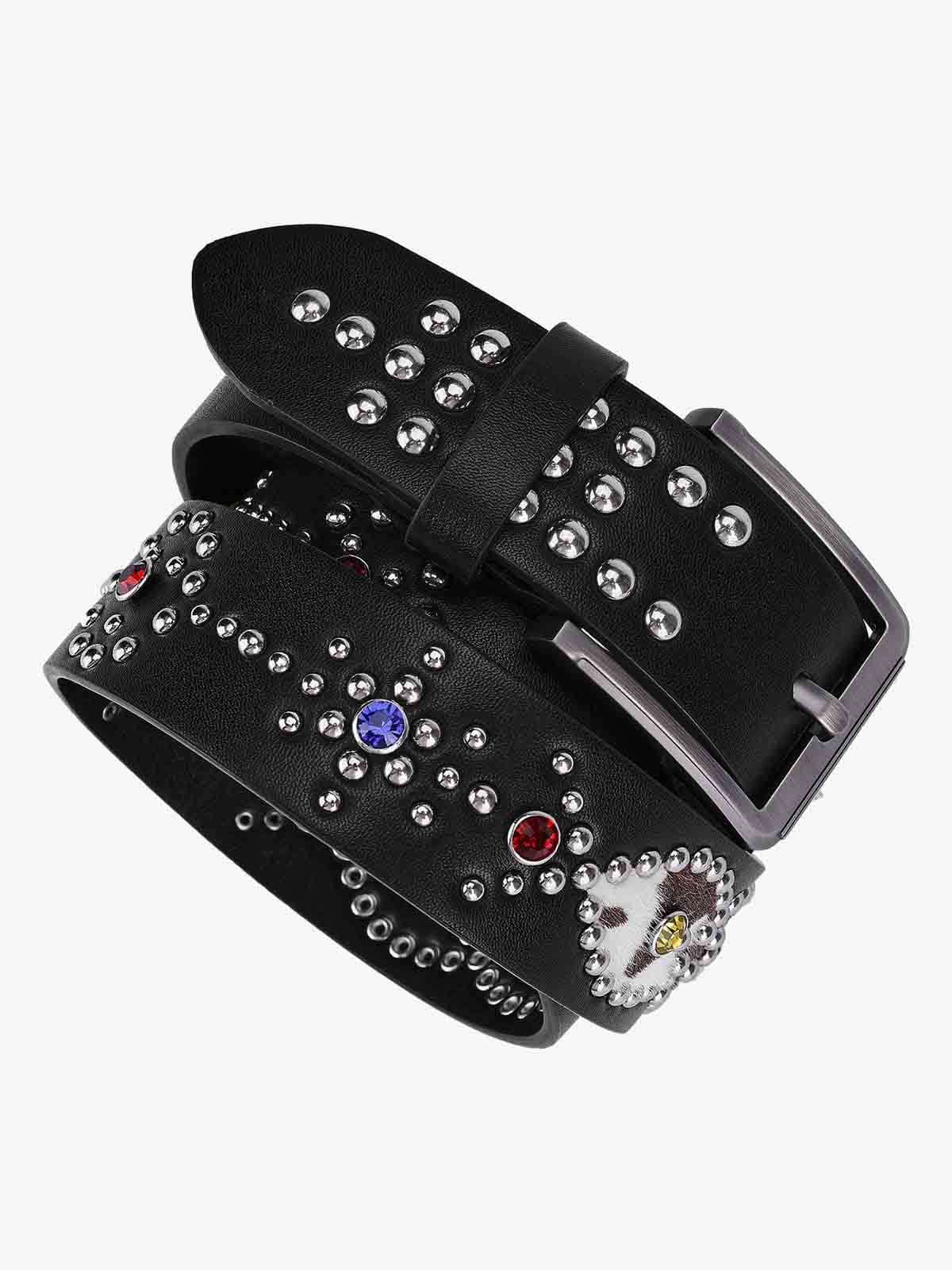 RETRO MULTICOLOR GEM STUDDED U BELT